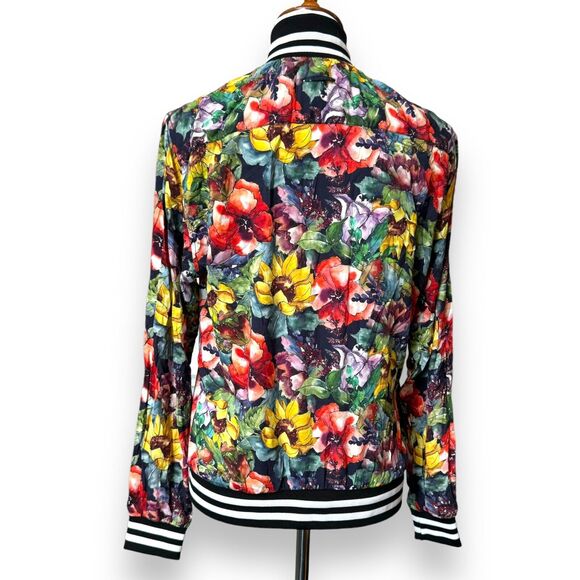 Cactus Man Ricky Singh Unisex Bomber Jacket Multicolor Floral Stretch Pockets M - Picture 2 of 11